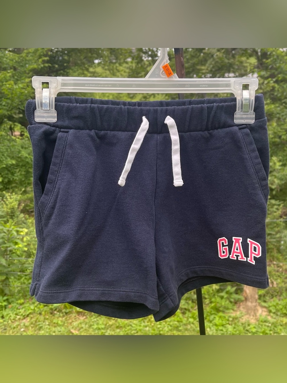 GAP Navy Shorts with White Drawstring and Pink-Outlined Logo